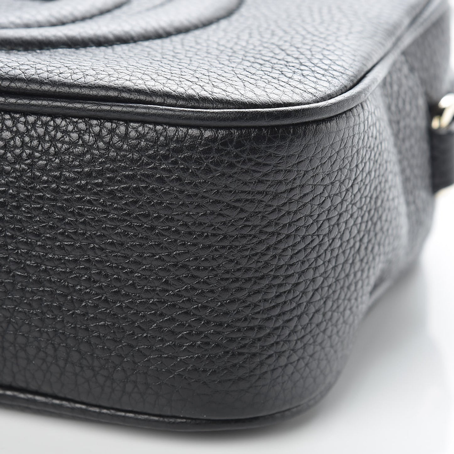 Pebbled Calfskin Small Soho Disco Bag Black
