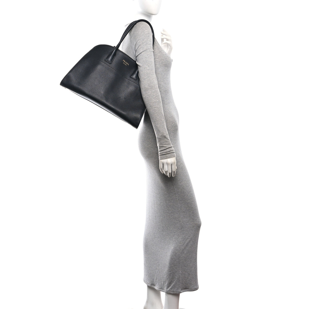 Soft Grain Calfskin Large Tote Bag Black