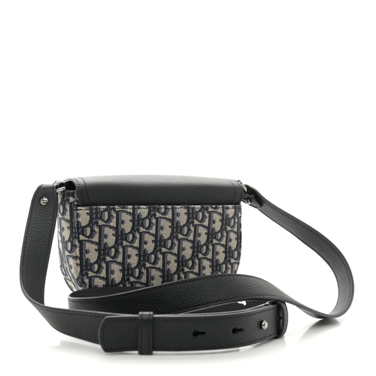 Grained Calfskin Oblique Saddle Messenger Black