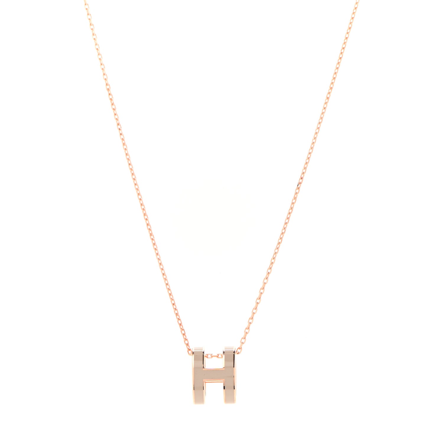 Lacquered Rose Gold Pop H Pendant Necklace Marron Glace