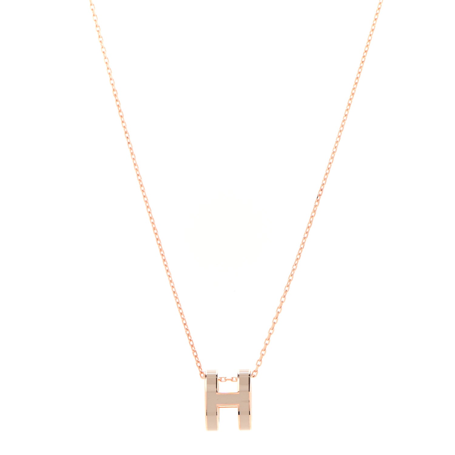 Hermes Lacquered Rose Gold Pop H Pendant Necklace Marron Glace 1 of 5