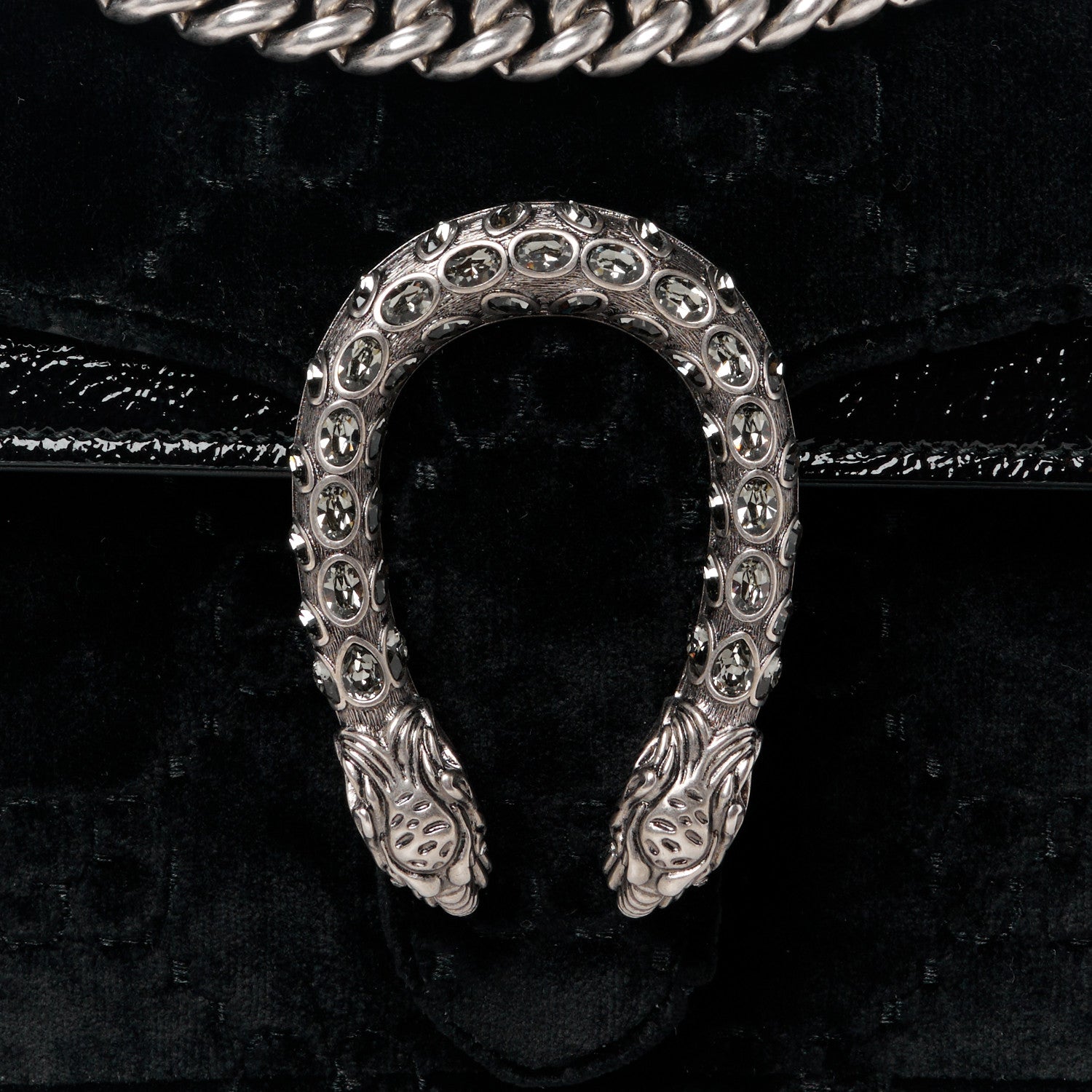 Gucci Velvet Skipper Crystal GG Monogram Small Dionysus Shoulder Bag Black Black Diamond 9 of 11