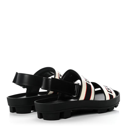 Gucci Nylon Cirano Lux Stripe Mens Cleat Sole Slingback Sandals 9 Ecru Poppy Black 4 of 9
