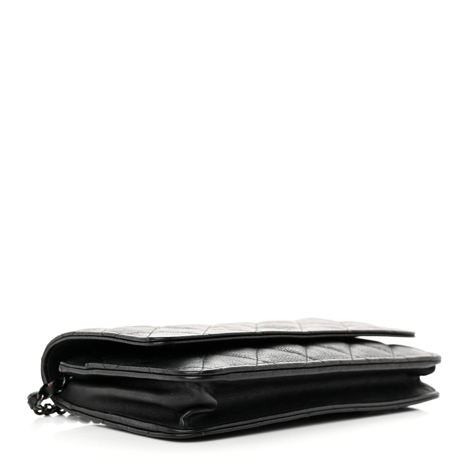 Chanel Crumpled Calfskin Quilted Wallet On Chain WOC So Black 4 of 17