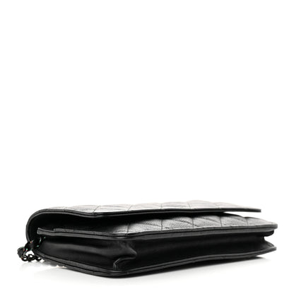 Chanel Crumpled Calfskin Quilted Wallet On Chain WOC So Black 4 of 17