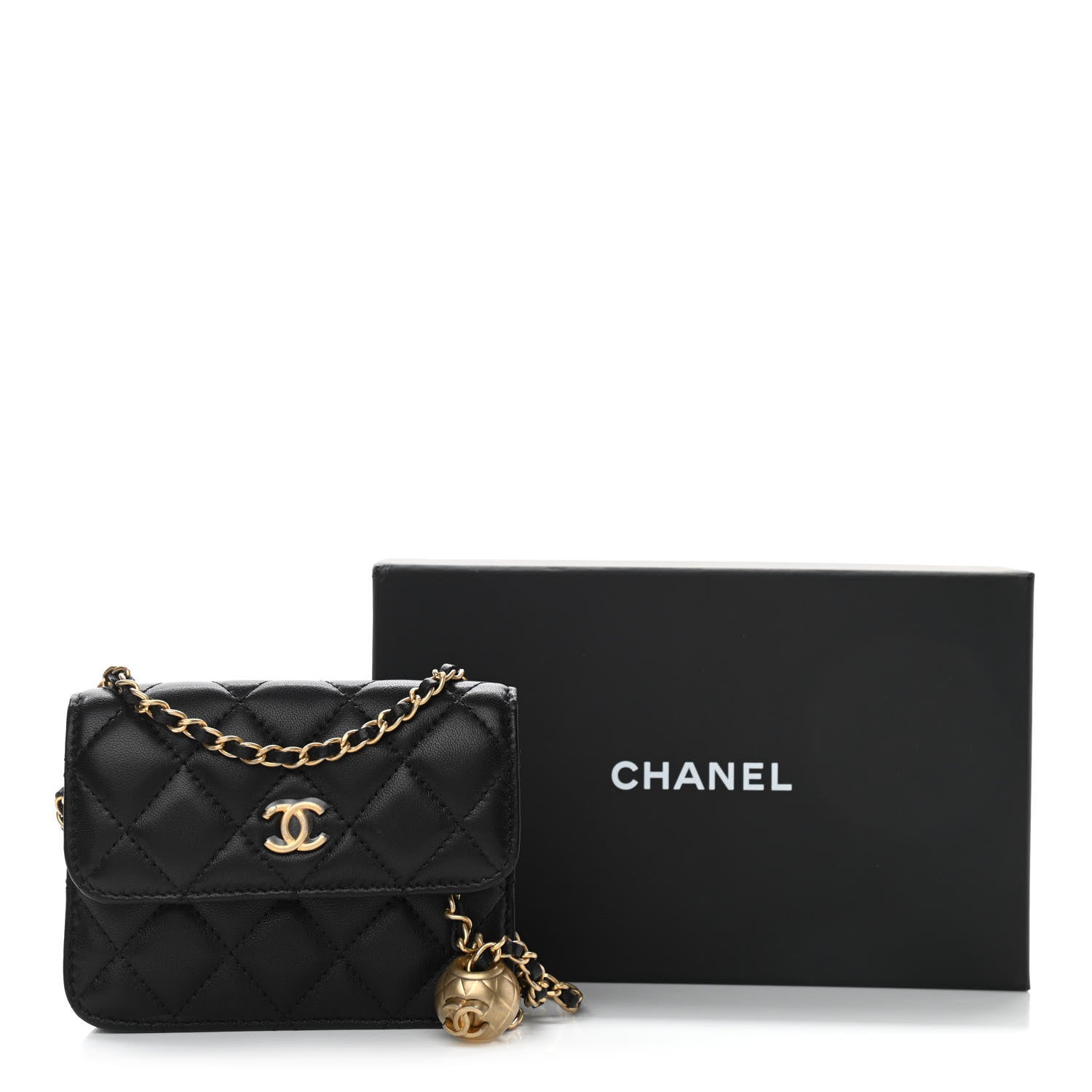 Chanel Lambskin Quilted Pearl Crush Clutch With Chain Black 13 of 13