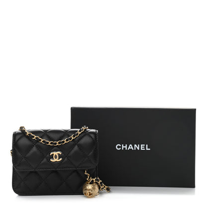 Chanel Lambskin Quilted Pearl Crush Clutch With Chain Black 13 of 13