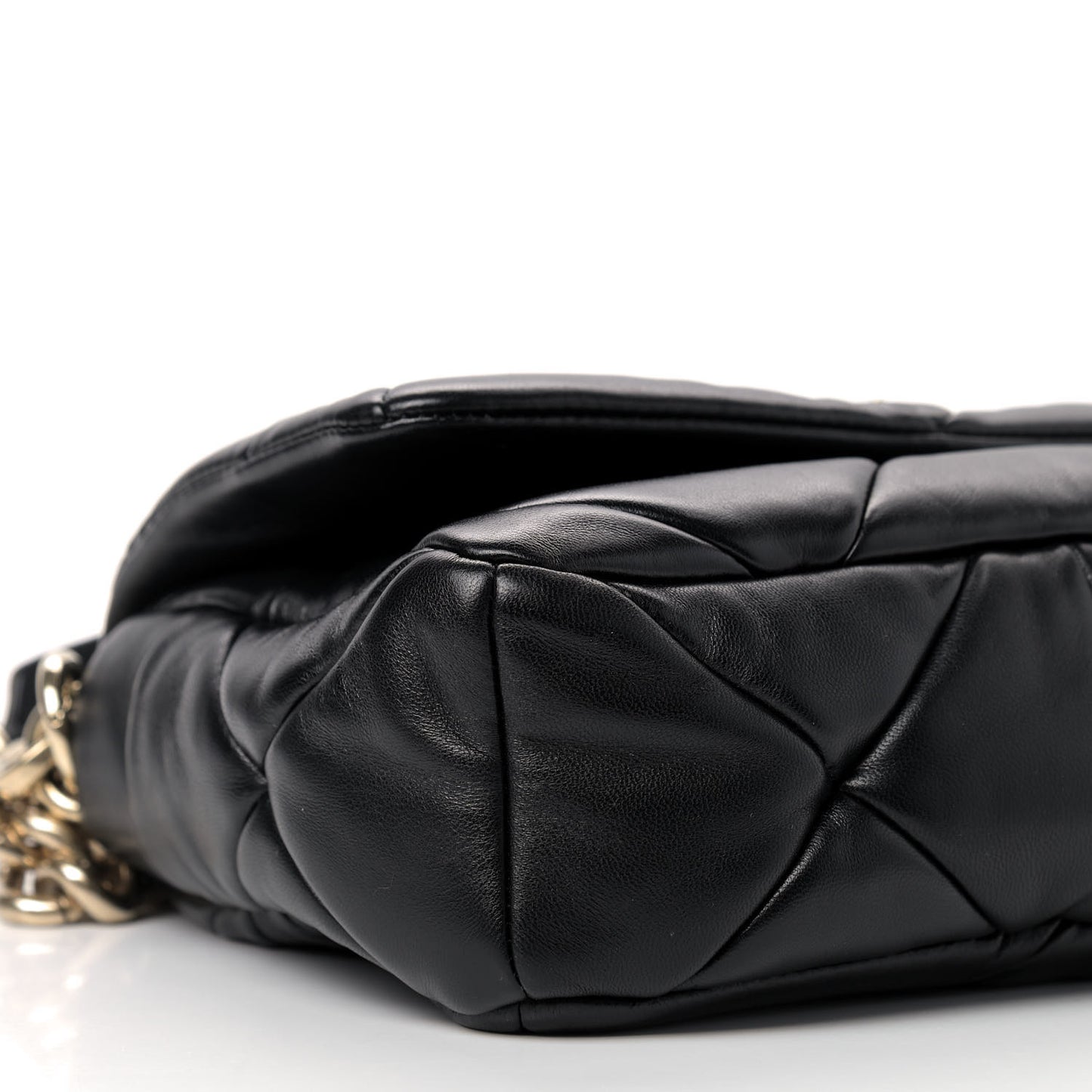 Nappa Re-Nylon Triangle Quilted Patchwork System Flap Shoulder Bag Black
