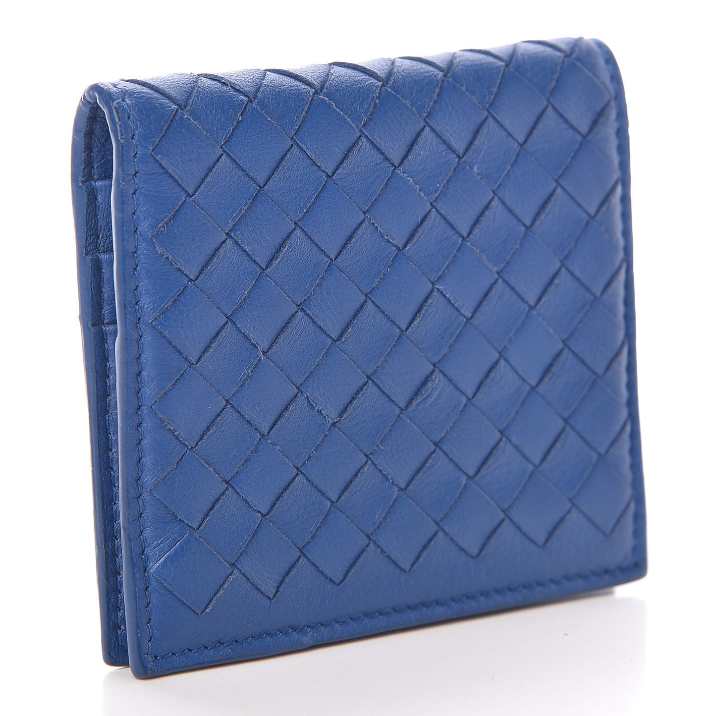 Nappa Intrecciato Card Holder Blue