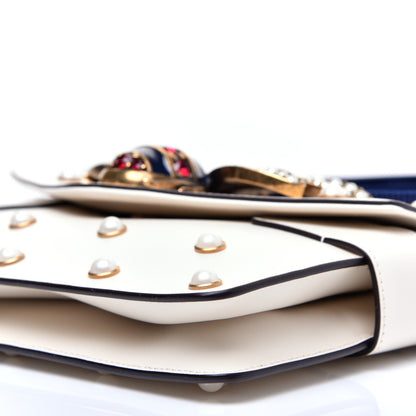 Gucci Nappa Pearl Studded Mini Queen Margaret Broadway Shoulder Bag Mystic White 7 of 11