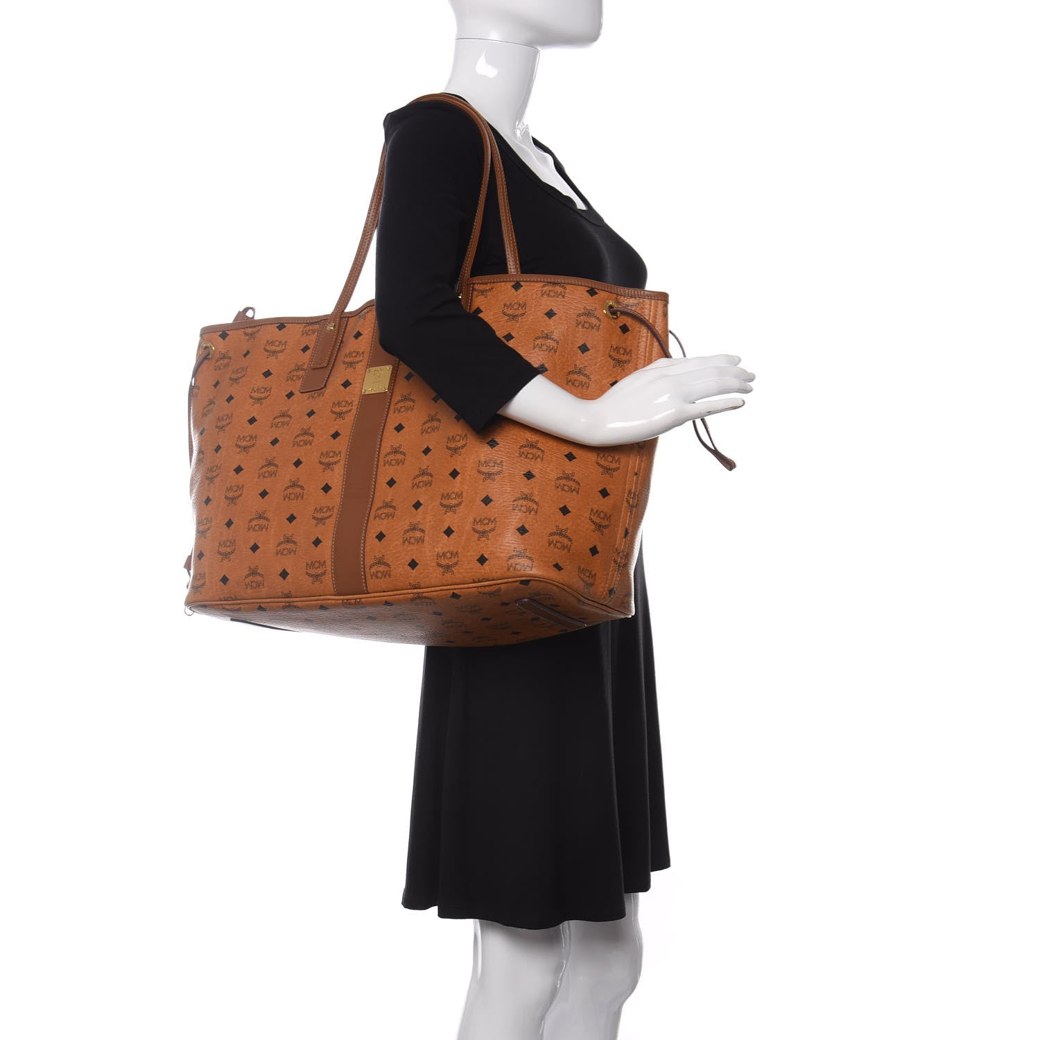 MCM Visetos Large Liz Reversible Shopper Tote Cognac 2 of 10