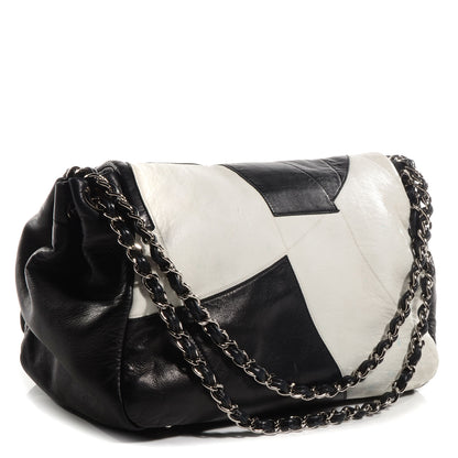 Chanel Lambskin Patchwork Accordion Flap Black White 3 of 8