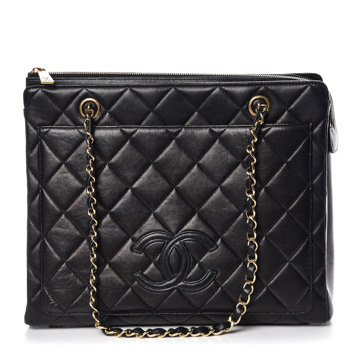 Chanel Lambskin Quilted CC Shopping Tote Black 1 of 15