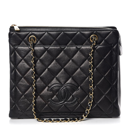 Chanel Lambskin Quilted CC Shopping Tote Black 1 of 15