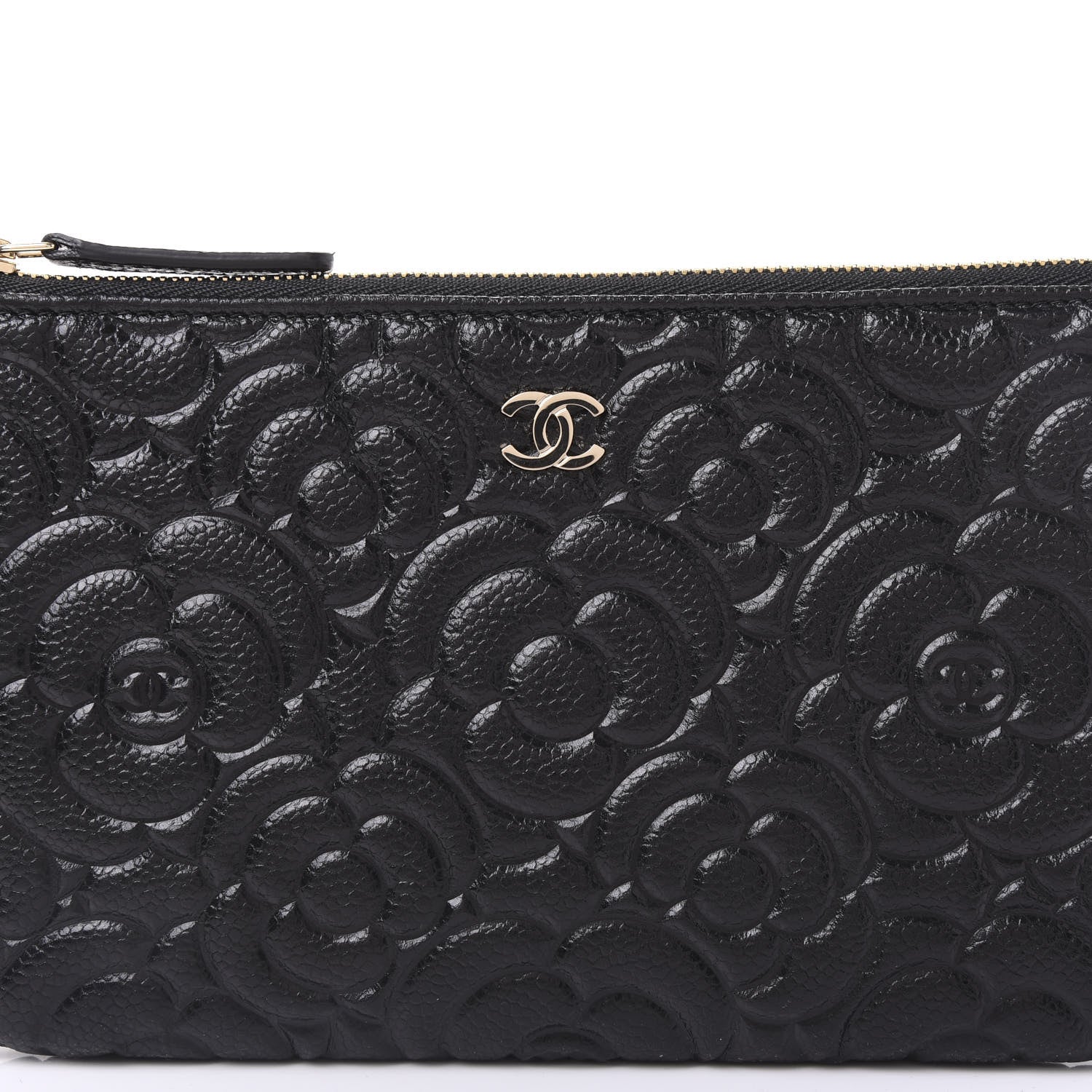 Chanel Caviar Camellia Embossed Cosmetic Pouch Black 9 of 10