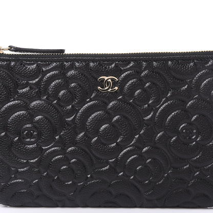 Chanel Caviar Camellia Embossed Cosmetic Pouch Black 9 of 10