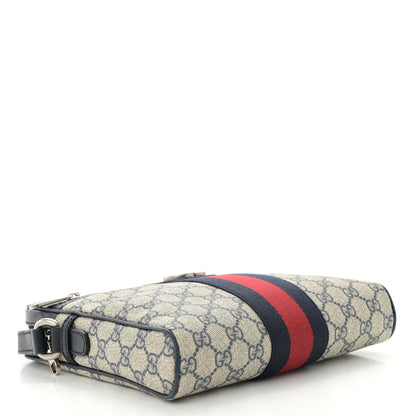 Gucci GG Supreme Monogram Textured Dollar Calfskin Web Small Ophidia Messenger Bag Beige Blue 4 of 12
