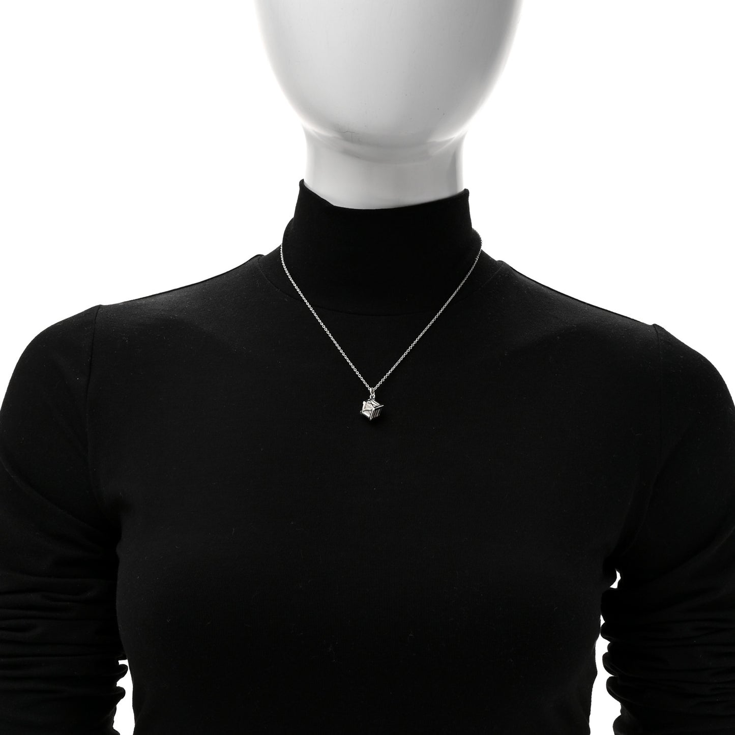 Sterling Silver Atlas Cube Pendant Necklace