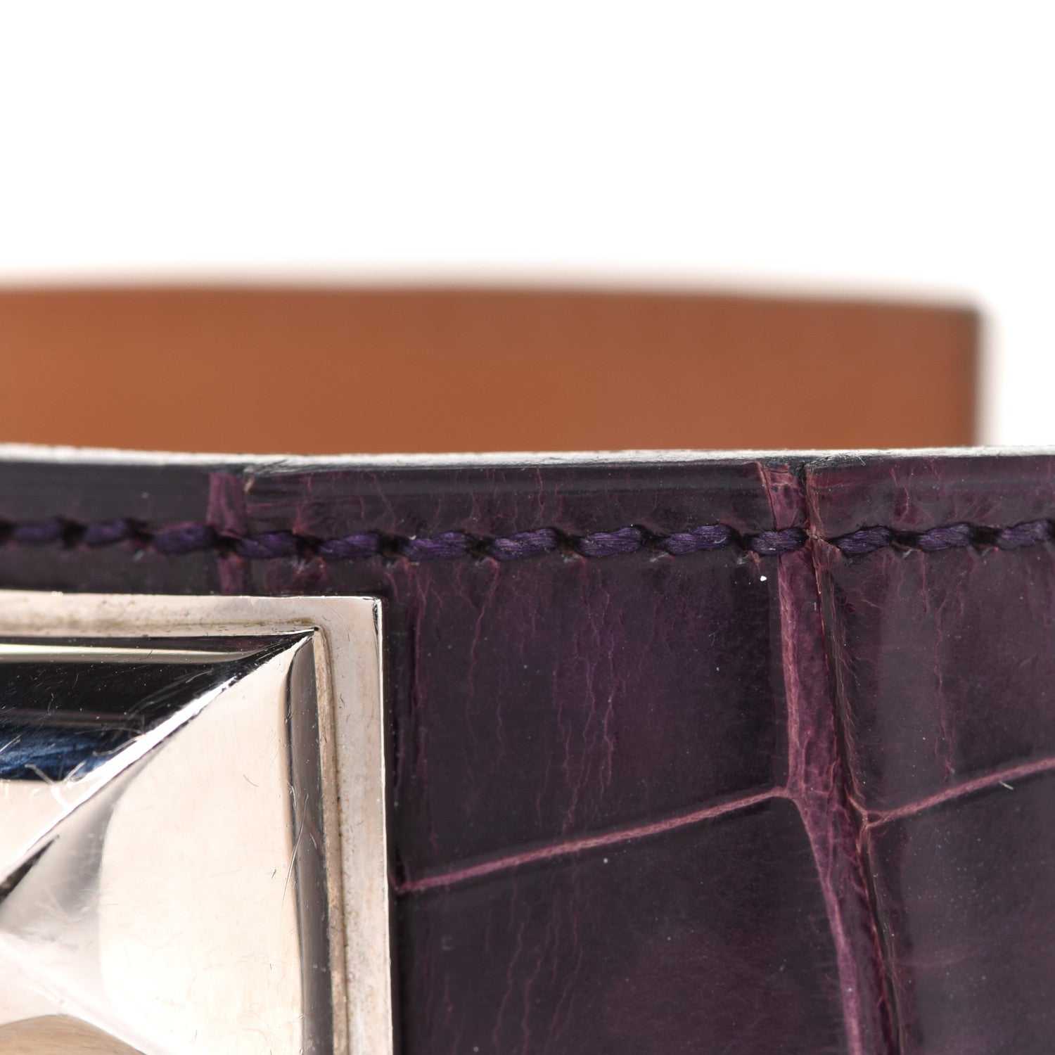 Hermes Matte Alligator Collier De Chien CDC Bracelet S Amethyst 10 of 11