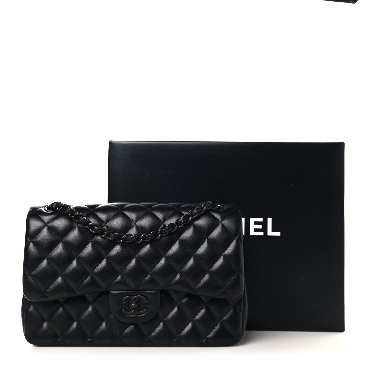 Chanel Lambskin Quilted Jumbo Double Flap So Black 1878234