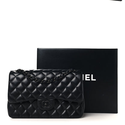 Chanel Lambskin Quilted Jumbo Double Flap So Black 13 of 13