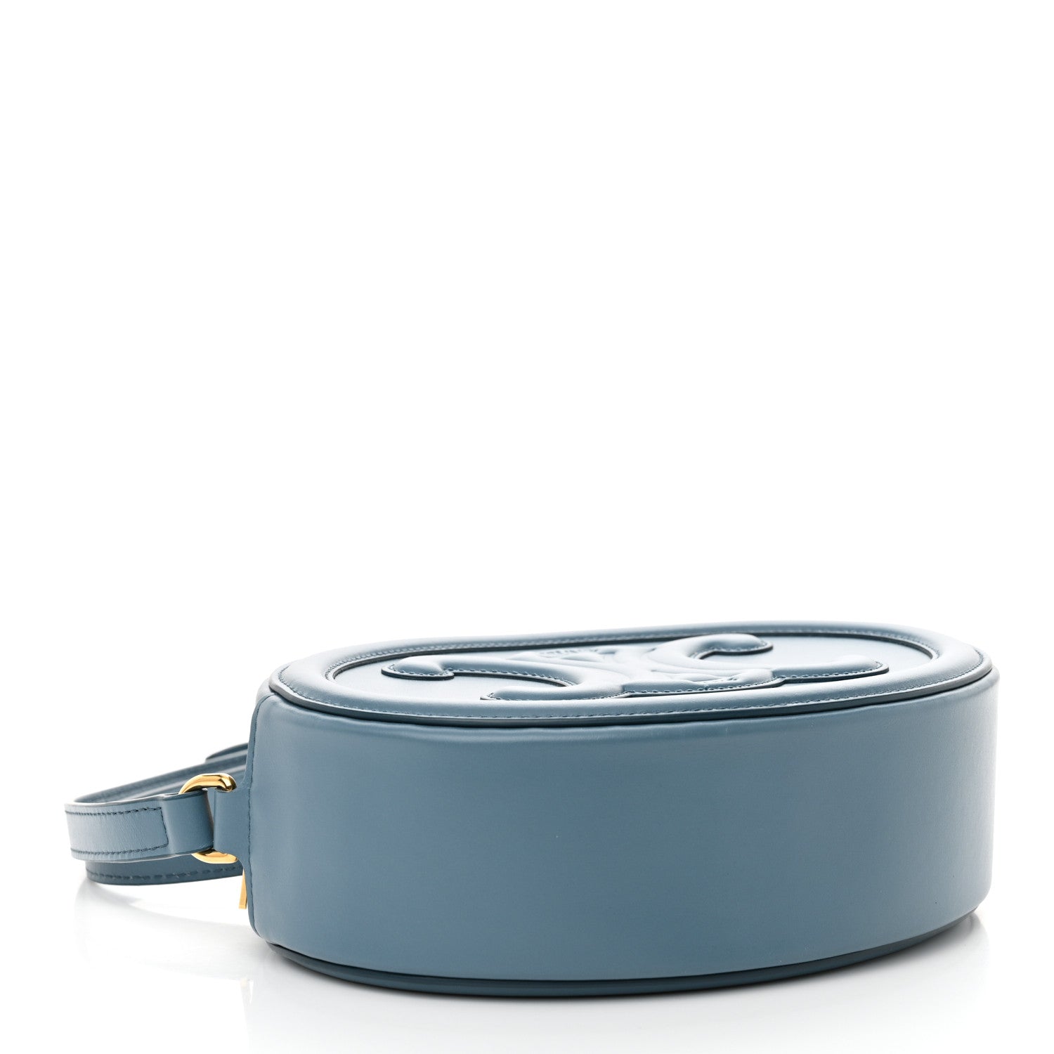 Celine Smooth Calfskin Cuir Triomphe Oval Bag Denim 4 of 11