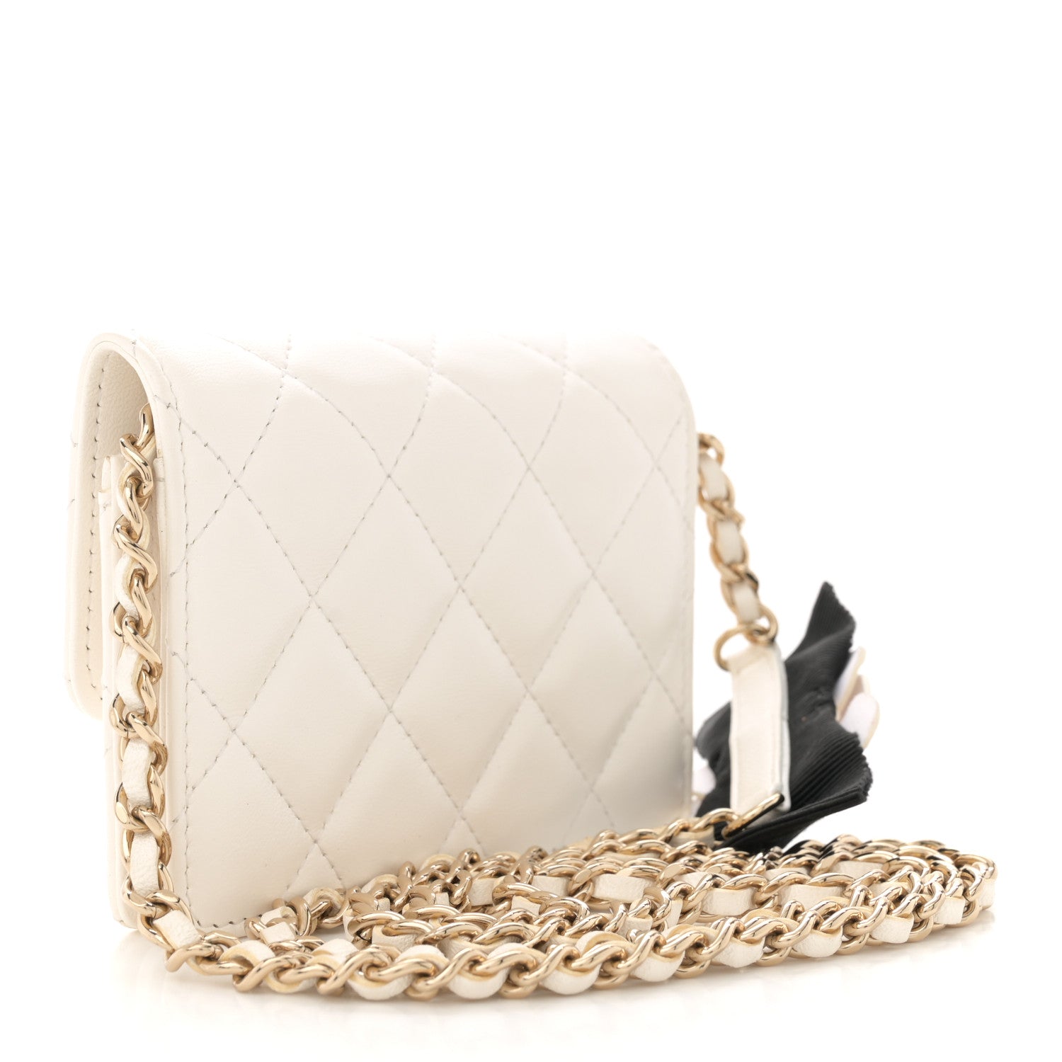 Chanel Lambskin Quilted My Chanel Lady Card Holder On Chain White 3 of 11