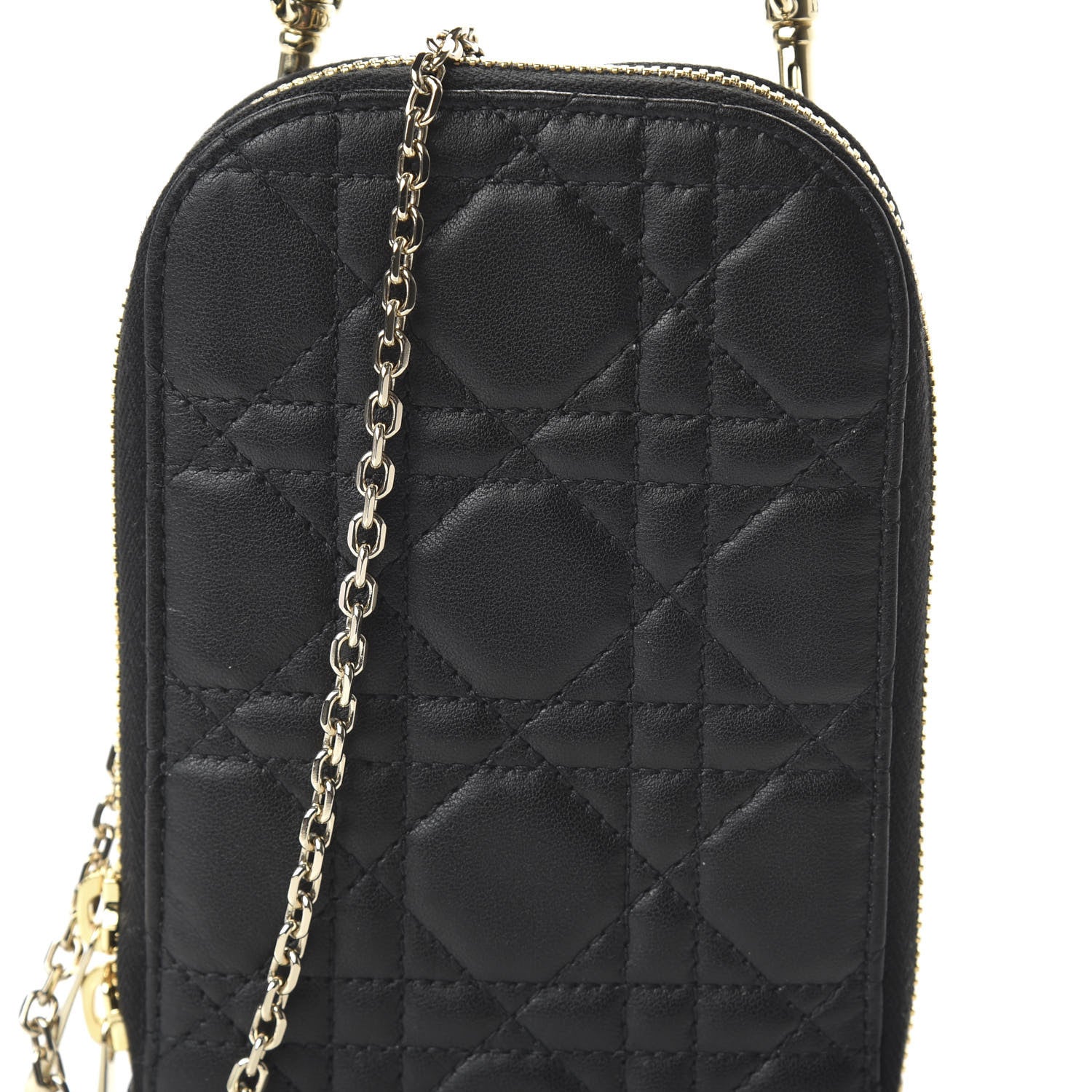 Christian Dior Lambskin Cannage Lady Dior Phone Holder Black 9 of 10