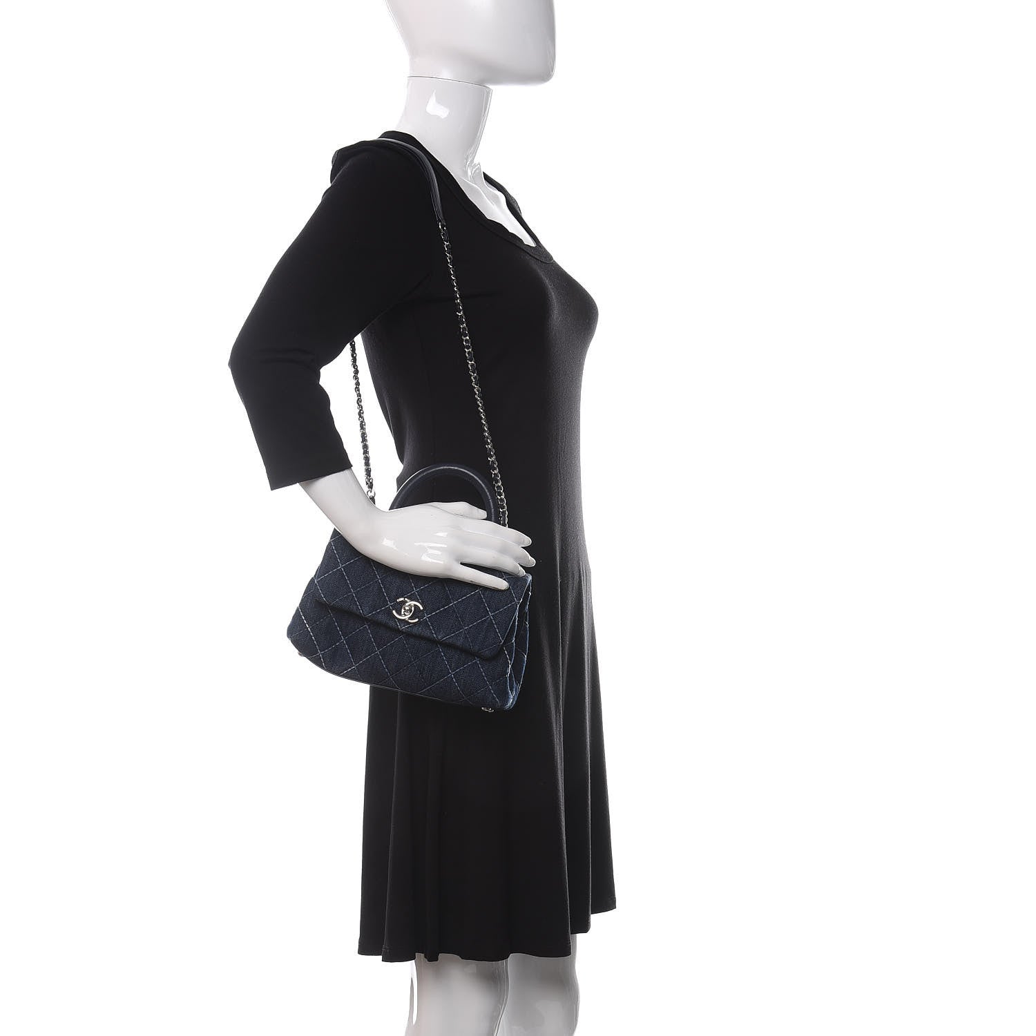 Chanel Denim Quilted Mini Coco Handle Flap Blue 2 of 14