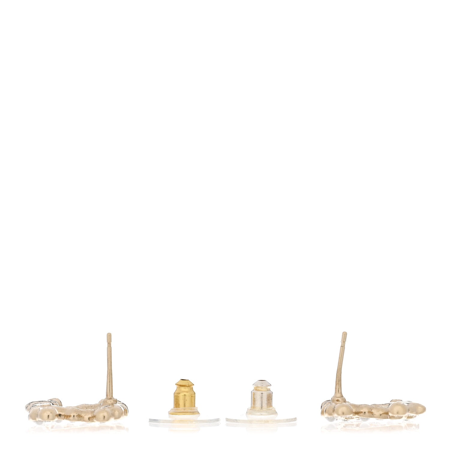 Chanel Crystal CC Star Heart Earrings Gold 3 of 5