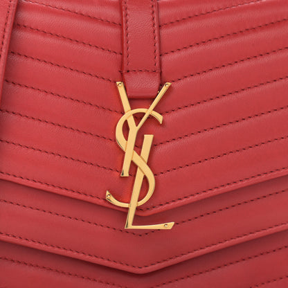 Saint Laurent Lambskin Matelasse Chevron Monogram Small Sulpice Bag Red 9 of 11