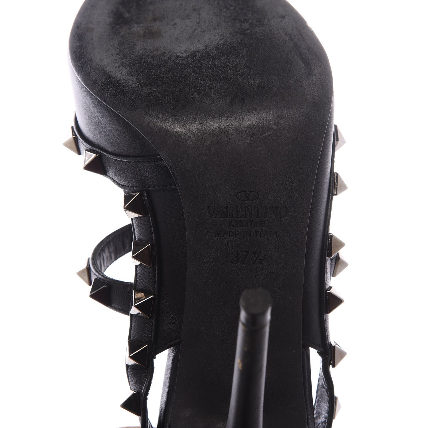 Valentino Garavani Calfskin Nappa Rockstud Ankle Strap 100mm Pumps 37.5 Black 8 of 10