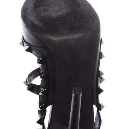 Valentino Garavani Calfskin Nappa Rockstud Ankle Strap 100mm Pumps 37.5 Black 8 of 10