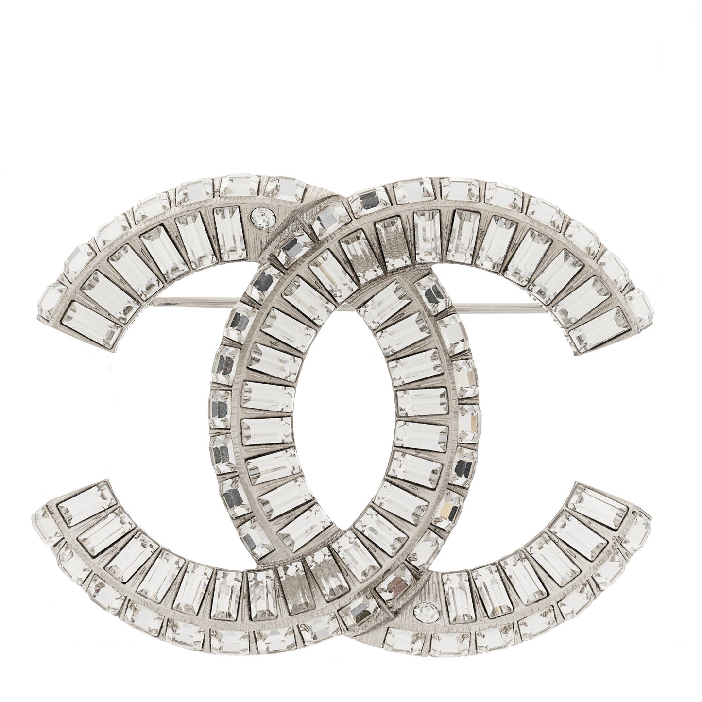 Baguette Crystal CC Brooch Silver