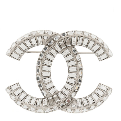 Chanel Baguette Crystal CC Brooch Silver 1 of 3