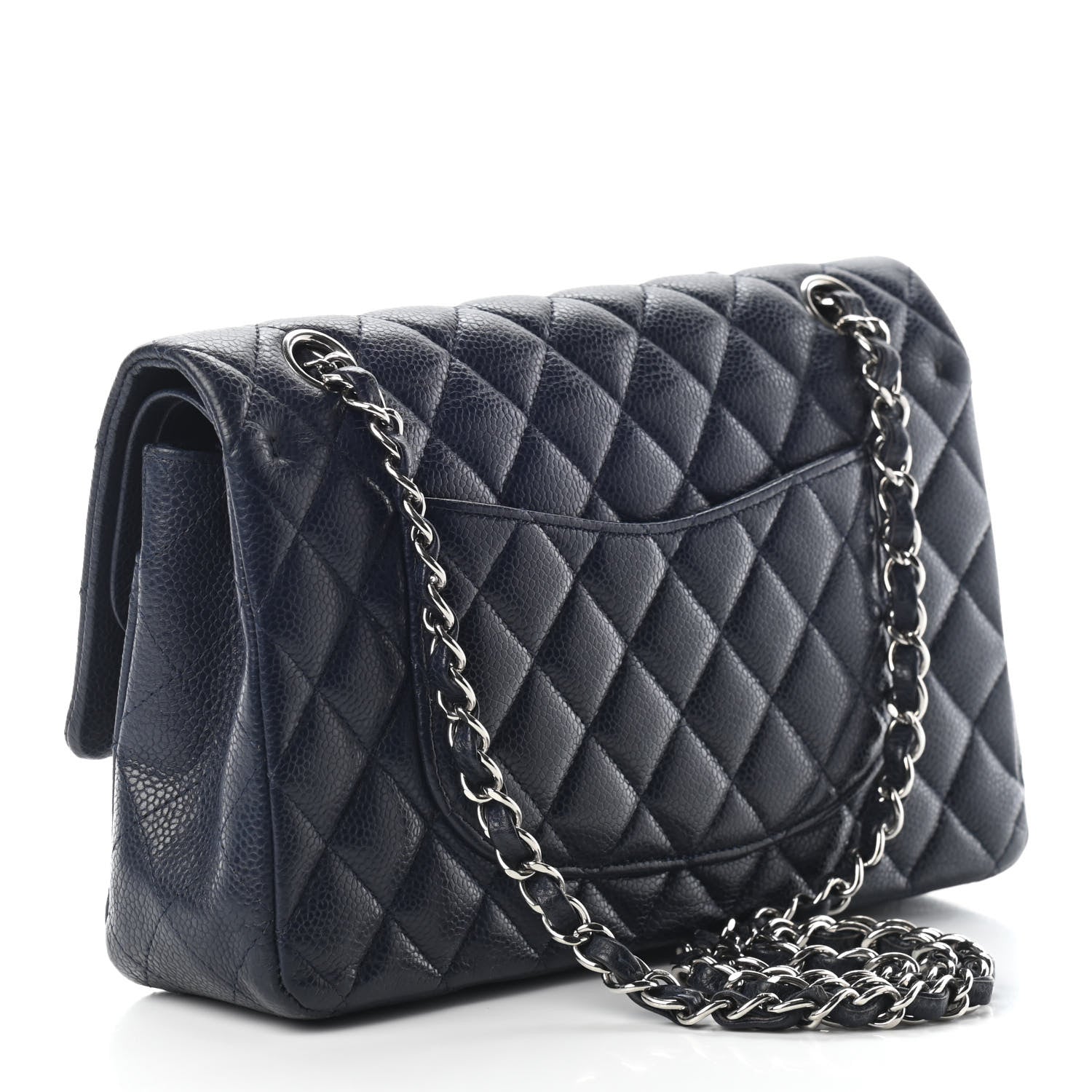 Chanel Caviar Quilted Medium Double Flap Dark Blue 3 of 9