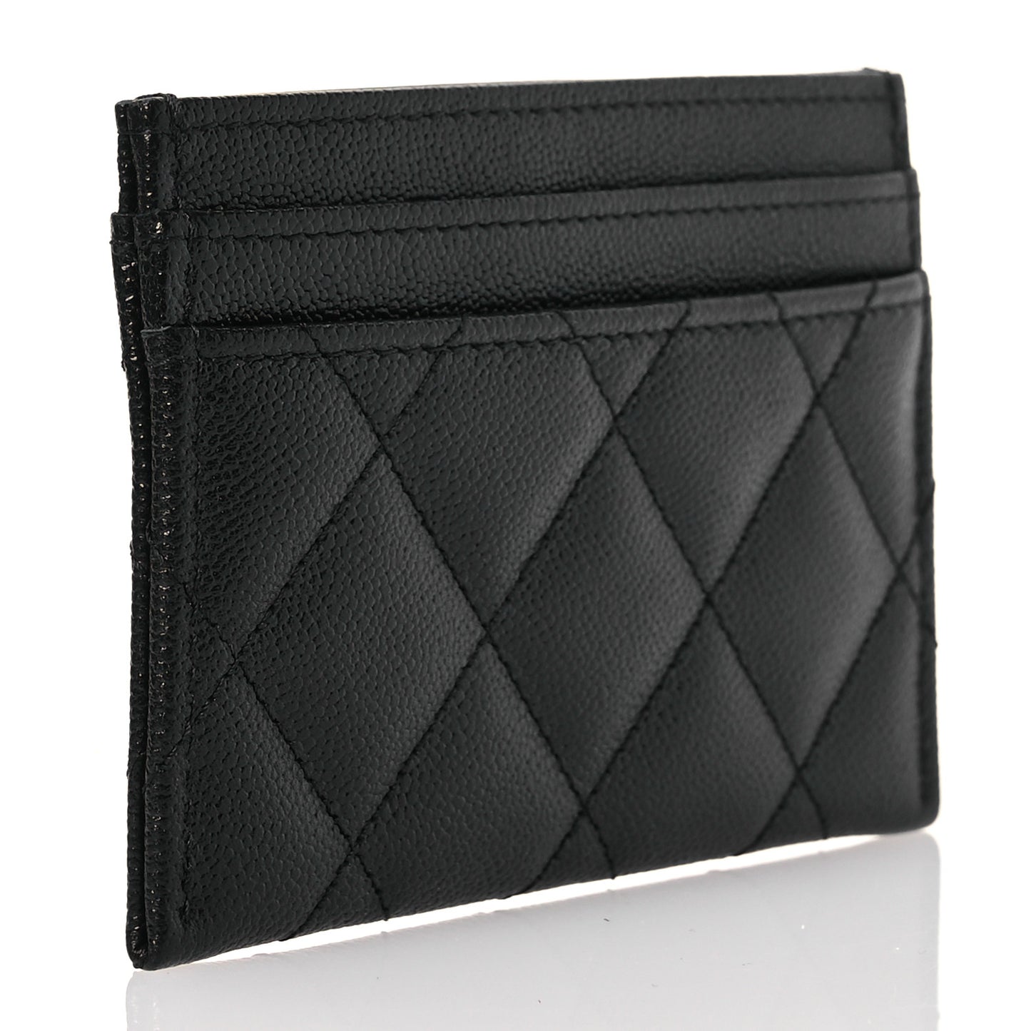 Caviar Quilted Studded CC Card Holder Black