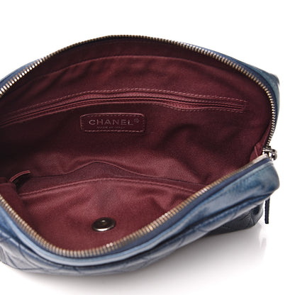 Chanel Glazed Calfskin Quilted Medium Duo Color Flap Blue 4 of 12
