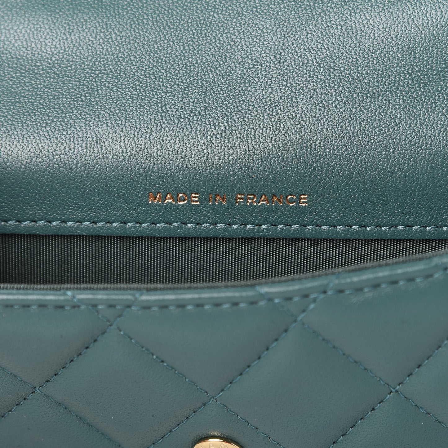 Lambskin Quilted Top Handle Flap Coin Purse With Chain Green
