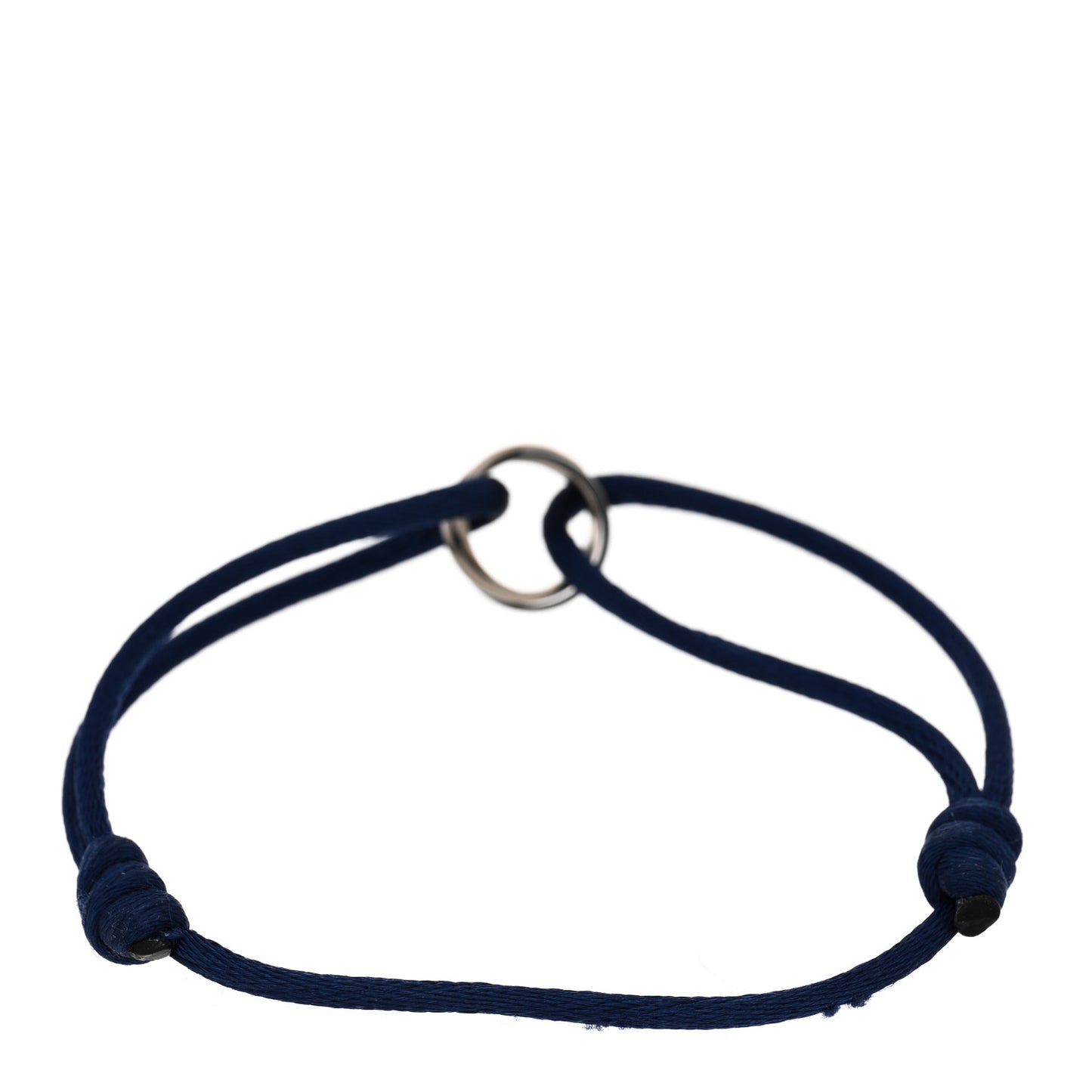 18K White Gold Ceramic Trinity Adjustable Cord Bracelet Blue