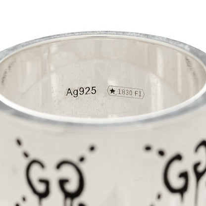 Gucci Sterling Silver GucciGhost Hamlet Skull Band Ring 52 6 5 of 6