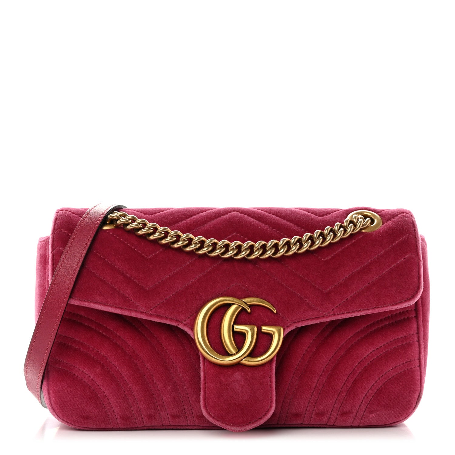 Gucci Velvet Matelasse Small GG Marmont Shoulder Bag Light Raspberry Rose 1 of 11