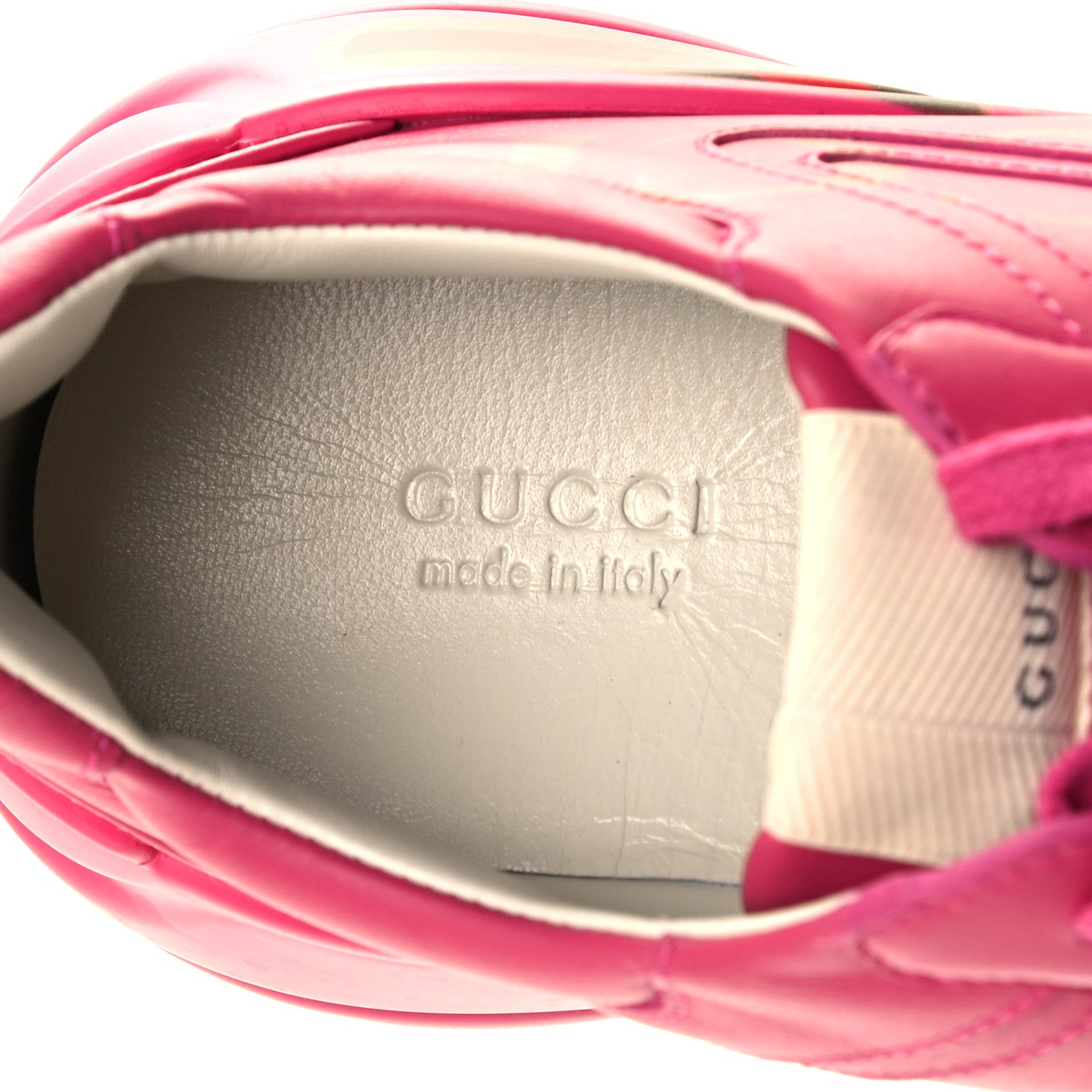Gucci Calfskin Logo Womens Rhyton Sneakers 40 Box Pink 8 of 10