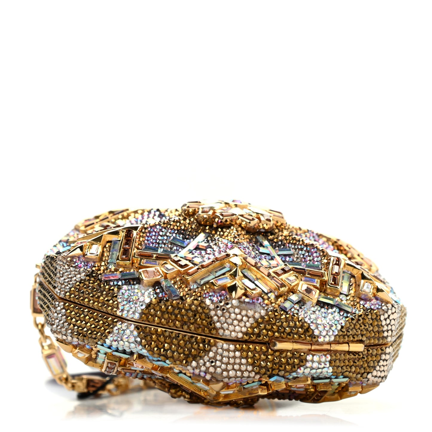 Crystal Snow Flake Minaudiere Chain Clutch Multicolor
