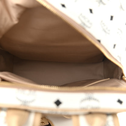 MCM Visetos Striped Medium Duke Backpack White Beige 5 of 15