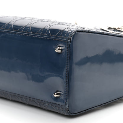 Christian Dior Patent Cannage Medium Lady Dior Blue 8 of 9