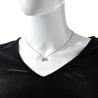 Chanel Crystal Mini Heart CC Necklace Silver 2 of 6
