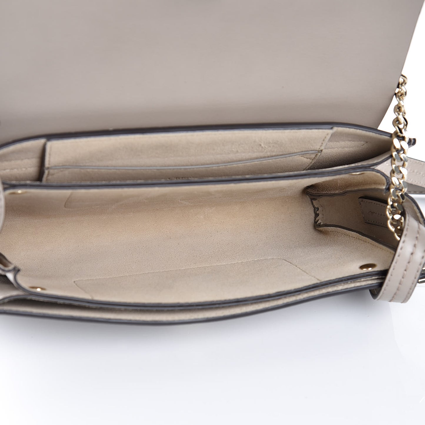 Suede Calfskin Small Faye Shoulder Bag Motty Grey
