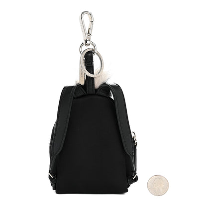 Fendi Nylon Shiny Nappa Nutria Fox Fur Monster Eyes Mini Backpack Charm Black Multicolor 2 of 6