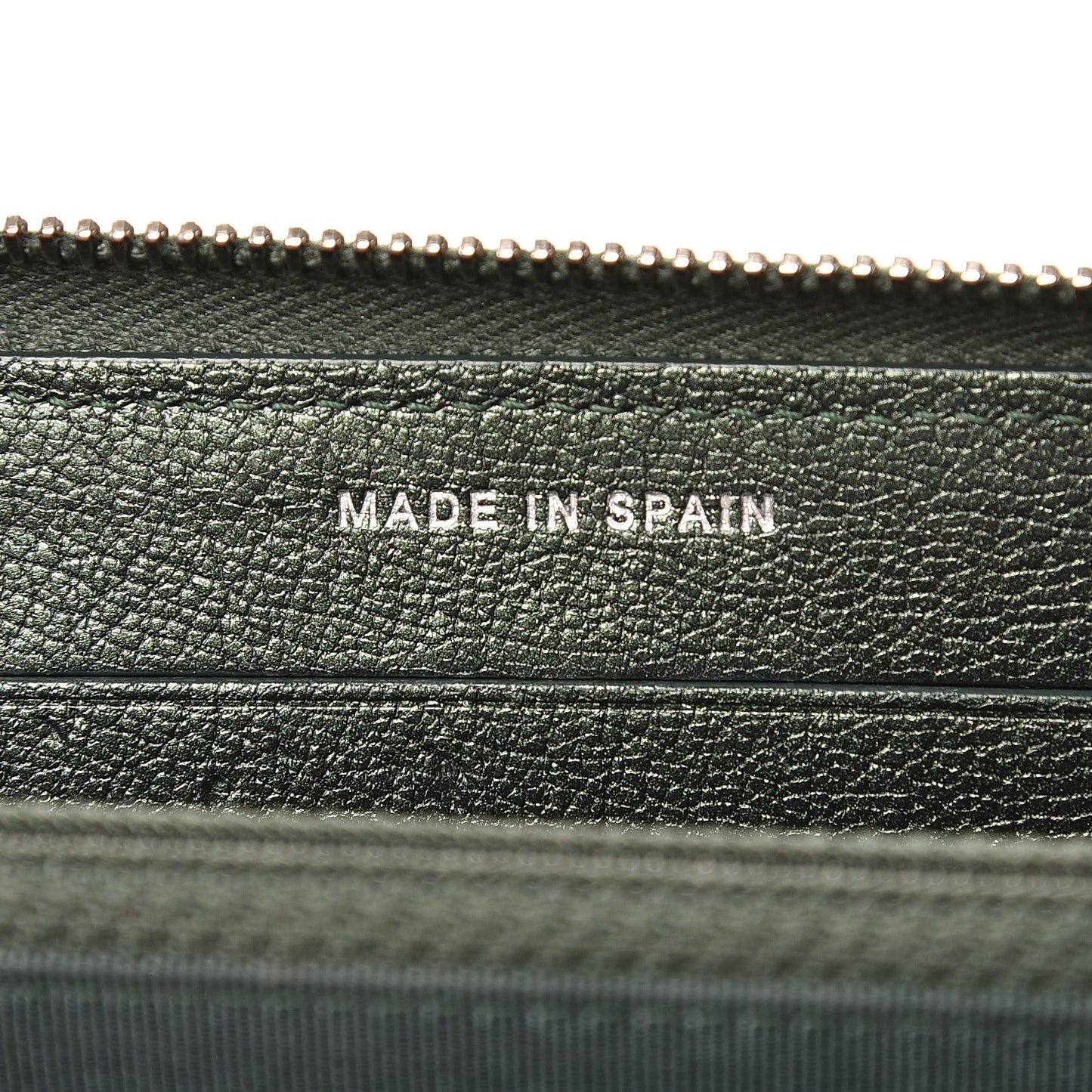 Iridescent Goatskin Quilted Small Zip Around Wallet Green